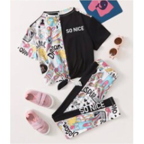GIRL 2 piece set crop top and leggings Size 7Y - Picture 1 of 10